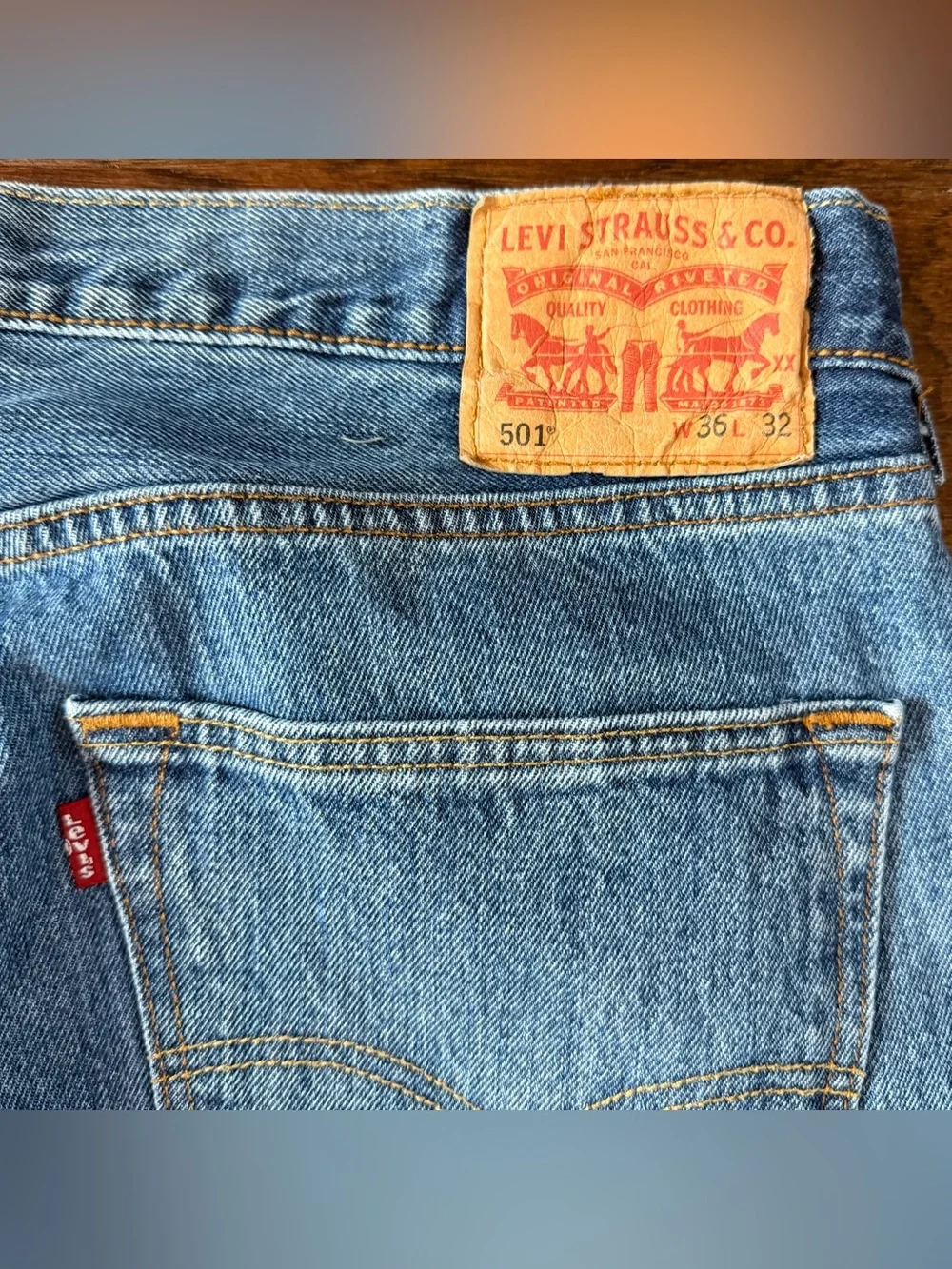 Levi’s Men’s 501 jeans 36x32 Original Button Fly Straight Leg Medium Wash Denim